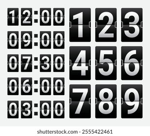 Digital clock numbers. Vector isolated elements. Coundown Digital numbers, Digital clock.