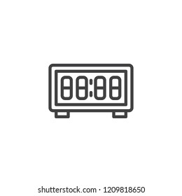 Digital clock outline icon. linear style sign for mobile concept and web design. Alarm electronic clock simple line vector icon. Symbol, logo illustration. Pixel perfect vector graphics