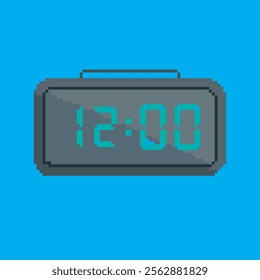 digital clock pixel art, vector illustration on isolated background.