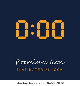 Digital Clock premium material ui ux isolated vector icon in navy blue and orange colors