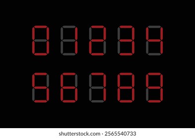 digital clock with red digits. Digital Clock Numbers, Display of Digits, Numerical numbers, Scoreboard display numbers, stopwatch