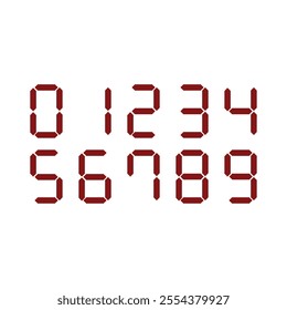 Digital clock with red numbers on white background. Illustration of a simple digital number control indicators in flat style. Element graphic design template with a number theme