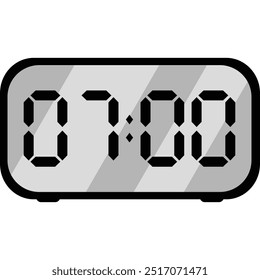 digital clock shown the seven am on display