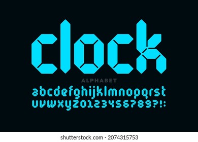 Digital clock style font design, alphabet letters and numbers vector illustration