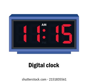 Digital clock time. 11-15-A.M vector