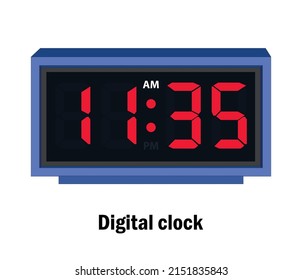 Digital clock time. 11-35-A.M vector