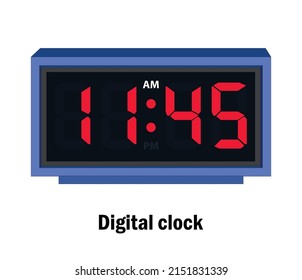 Digital clock time. 11-45-A.M vector