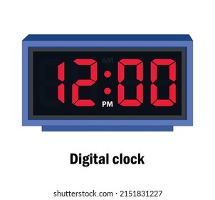 Digital clock time. 12-00-P.M vector