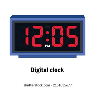 Digital clock time. 12-05-P.M vector