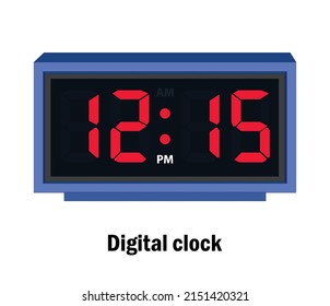 Digital clock time. 12-15-P.M vector