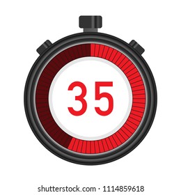 digital clock, time and stopwatch vector icon isolated on white background for measurement and countdown.