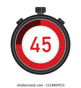 digital clock, time and stopwatch vector icon isolated on white background for measurement and countdown.