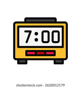 Design de vetor de relógio digital para exibição de tempo moderna. Conceito de formato eletrônico de hora para dispositivos e interface do usuário