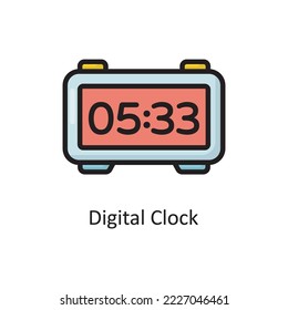 Digital Clock Vector Filled Outline Icon Design illustration. Housekeeping Symbol on White background EPS 10 File