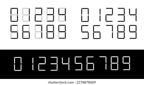 digital clock vector font, numbers with digital clock style. black and white digital vector jam. editable vector