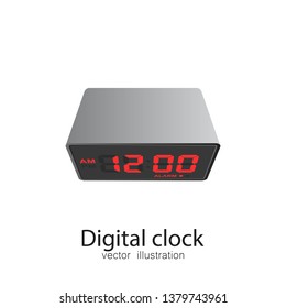 Digital clock vector illustration isolated on white background.
