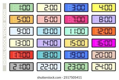 Digital Clock vector infographic icon time colorful stopwatch timekeeper 24 hours alarm timer on transparent background
