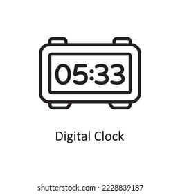 Digital Clock Vector Outline Icon Design illustration. Housekeeping Symbol on White background EPS 10 File