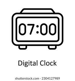 Digital Clock  vector  outline Icon Design illustration. Time Management Symbol on White background EPS 10 File