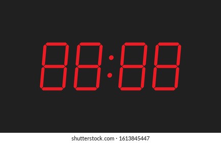 Digital closeup clock displaying 88:88. Clipart image isolated on white background