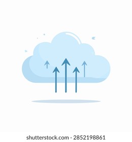 Digital cloud with arrows symbolizing data transfer, cloud technology, and online connectivity, representing modern cloud computing and data management.