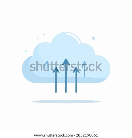Digital cloud with arrows symbolizing data transfer, cloud technology, and online connectivity, representing modern cloud computing and data management.