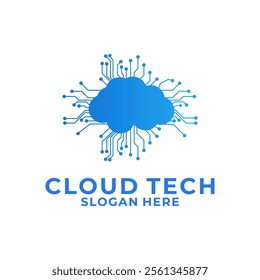 Digital Cloud and Circuit logo vector. Cloud computing icon vector logo design template.