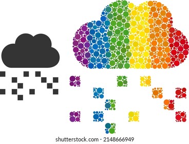 Digital cloud composition icon of spheric dots in variable sizes and rainbow colored color tones. A dotted LGBT-colored digital cloud for lesbians, gays, bisexuals, and transgenders.