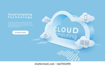 Digital cloud computing technology background. 3d vector illustration