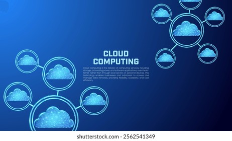 Digital Cloud computing technology, online network connection symbol suitable for presentation background about online storage, futuristic technology, data security, servers and cloud services.