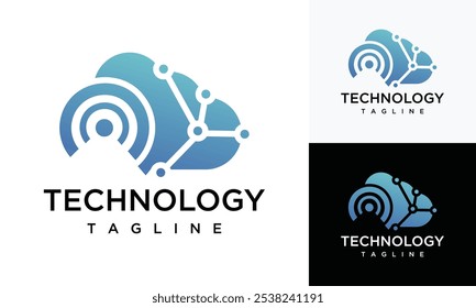 digital cloud connection technology logo vector template	
