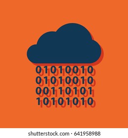 Digital cloud flat icon. Big data computing vector illustration.