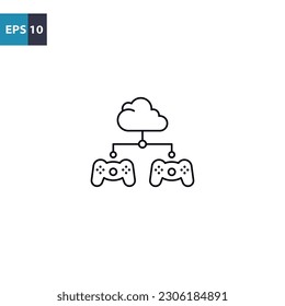 Icono de esquema de la plataforma de juegos en nube digital Icono de la ilustración del vector