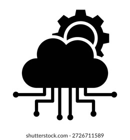 Digital Cloud Icon Glyph Design Vector Illustration