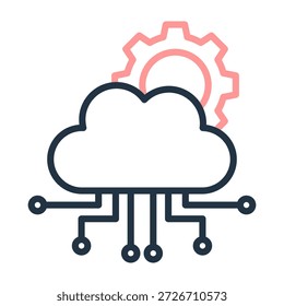 Ilustração de vetor de design de cor de linha de ícone de nuvem digital