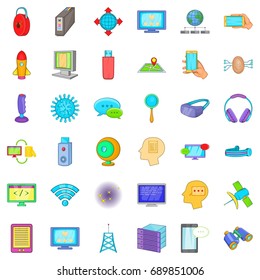 Digital cloud icons set. Cartoon style of 36 digital cloud vector icons for web isolated on white background