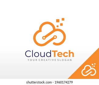 Digital Cloud Logo. Smart Cloud Logo Design Vector