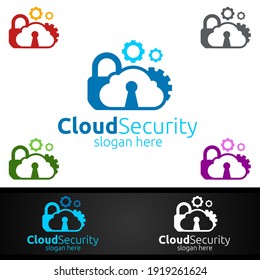 Digital Cloud Security Logo for Network, Internet , Hosting or Backup Server