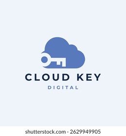 digital or cloud storage logo with key