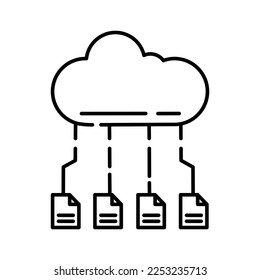 Digital cloud storage outline icon