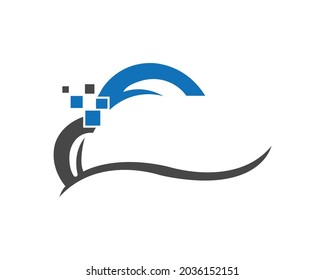 Digital Cloud Tech Logo Design Vector Template.