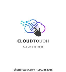 Digital Cloud Touch Logo Icon Template Design