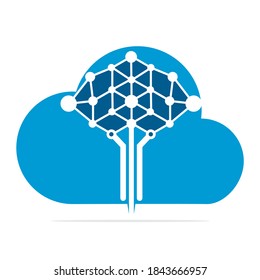 Digital cloud tree logo design concepts. Educational learning and technology companies logo.