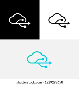 Digital Cloud USB Icon Logo