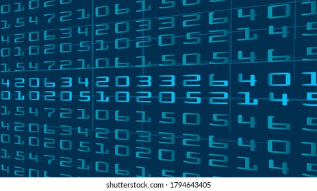 Digital code algorithm stream matrix background. Vector graphics.