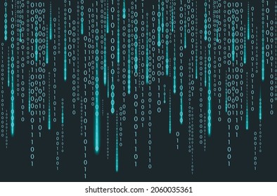 Digital Code Background. Matrix Style Program. Random Falling Numbers.