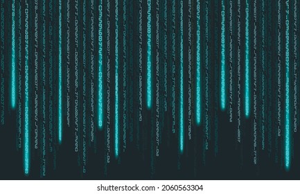 Digital code background.program. Random falling numbers.