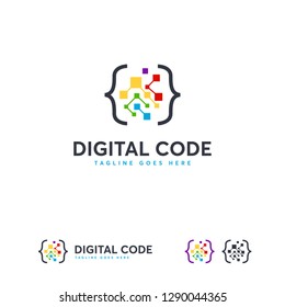 Digital Code logo designs template, Fun Coding logo symbol
