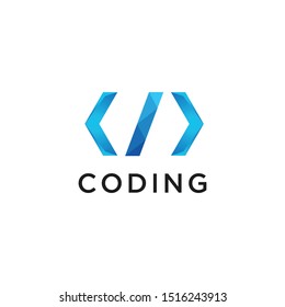 Digital code logo symbol, Logo for a coding programmer Coding school, Web developer logo types, Creative HTML coding elements