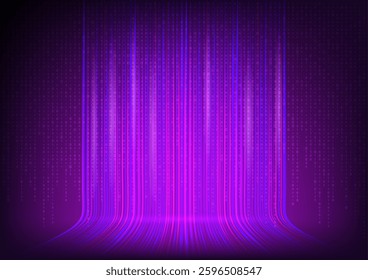 digital code on purple light fiber optic speed line, futuristic background for  technology high-speed internet wireless data transmission, internet network concept.